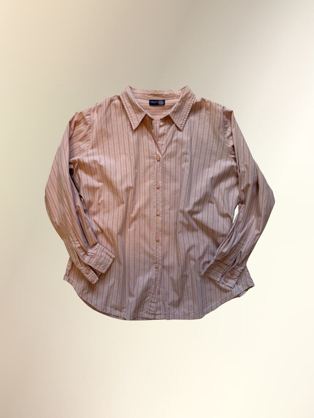 Venezia Jeans Pink Cream Pinstripe Long Sleeve Button Down Collared Shirt L/XL